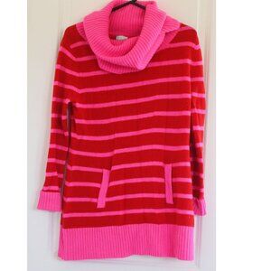 Haley and the Hound Wool Stripe Lamb wool Sweater Pink Red Cowl Neck Valentines